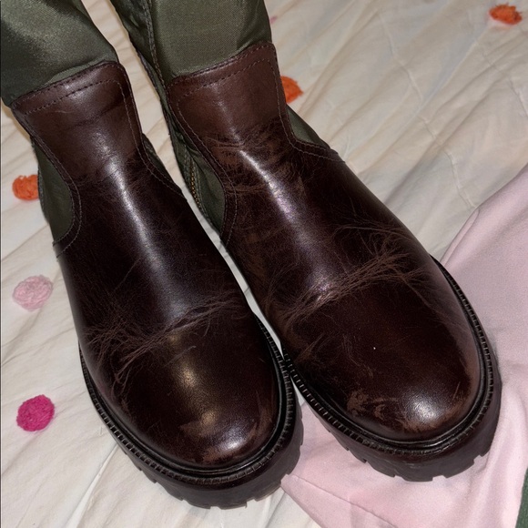 Tory Burch Brown and Green Knee-High Boots with Zipper - Picture 2 of 10